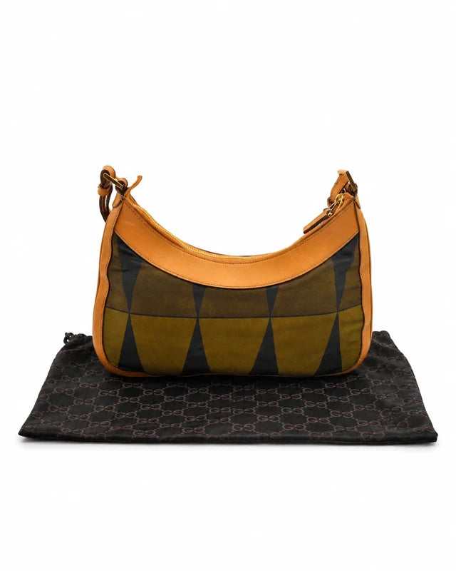 Vintage Gucci Hobo Schoudertas Bruin/Groen – Inclusief Dustbag – foto 2