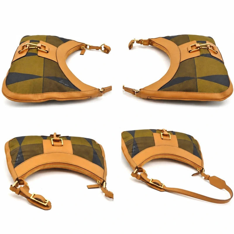 Vintage Gucci Hobo Schoudertas Bruin/Groen – Inclusief Dustbag – foto 3