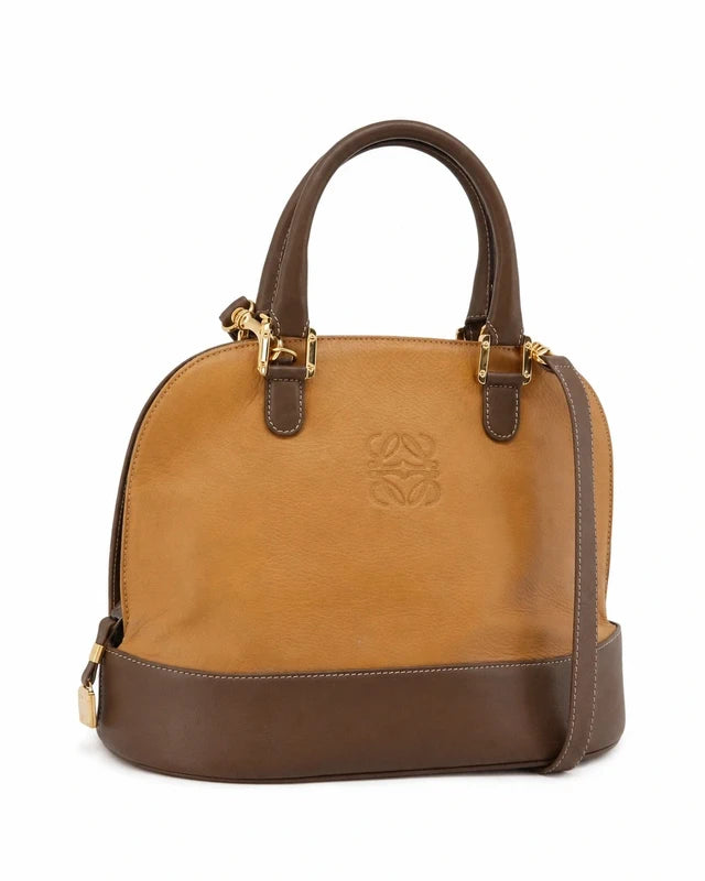 Loewe Vintage Two-Tone Handbag – Bruin & Cognac Leer – foto 1