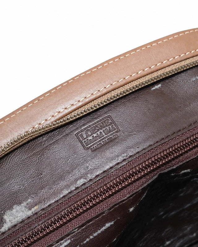 Loewe Vintage Two-Tone Handbag – Bruin & Cognac Leer – foto 9