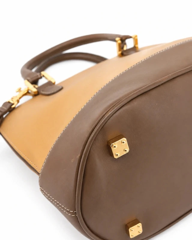 Loewe Vintage Two-Tone Handbag – Bruin & Cognac Leer – foto 7